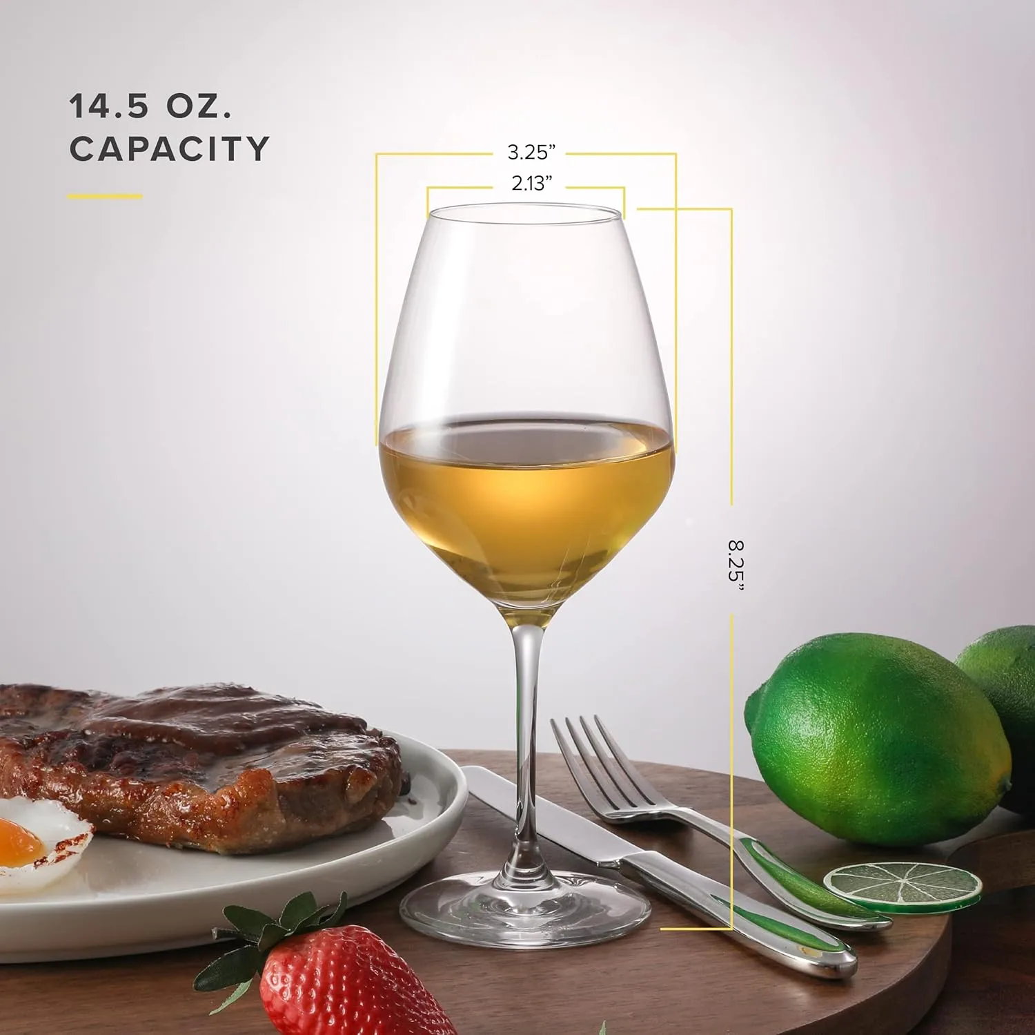 Table 12 14.5-Ounce White Wine Glasses, Set of 6, Lead-Free Crystal, Break Resistant 1- PACK White Wine