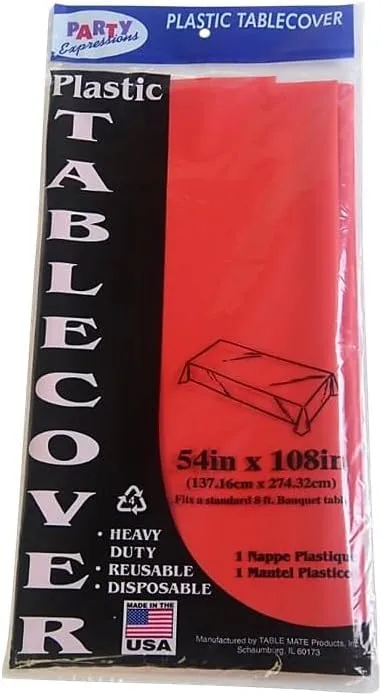 Table Mate Heavy Duty 108-inch W x 54-inch D Solid Table Cover Red 6/Pack (TBL-549-RD)