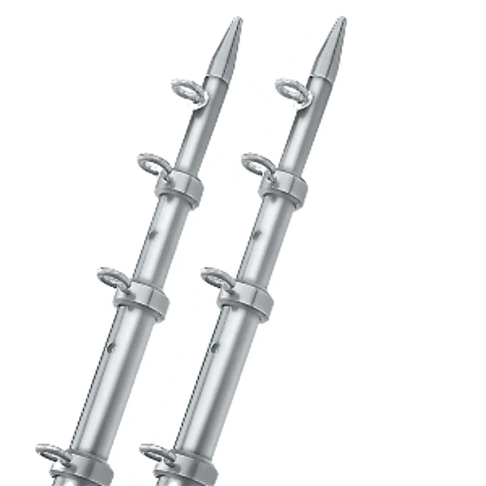 TACO Marine OT-0442VEL15 Aluminum Tele-Outrigger Pole - 1-1/8" x 15', Silver/Silver