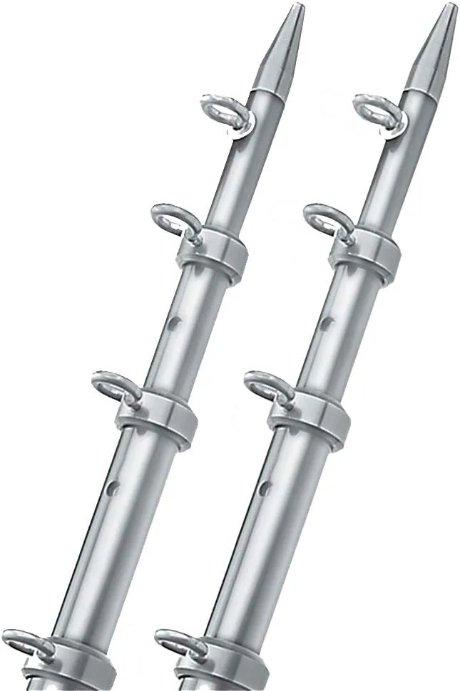 TACO Marine OT-0442VEL15 Aluminum Tele-Outrigger Pole - 1-1/8" x 15', Silver/Silver