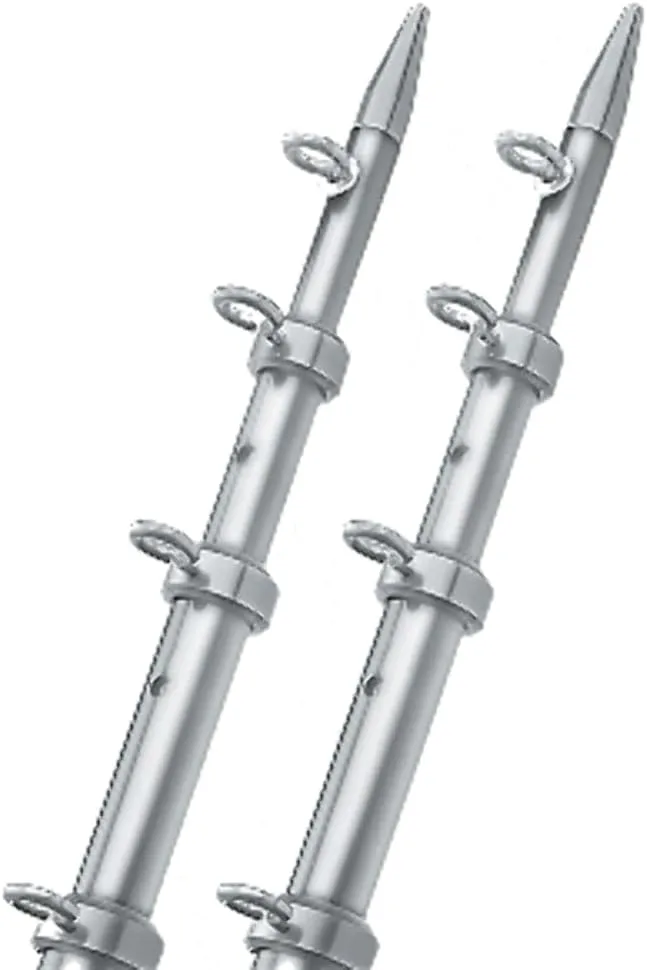 TACO Marine OT-0442VEL15 Aluminum Tele-Outrigger Pole - 1-1/8" x 15', Silver/Silver