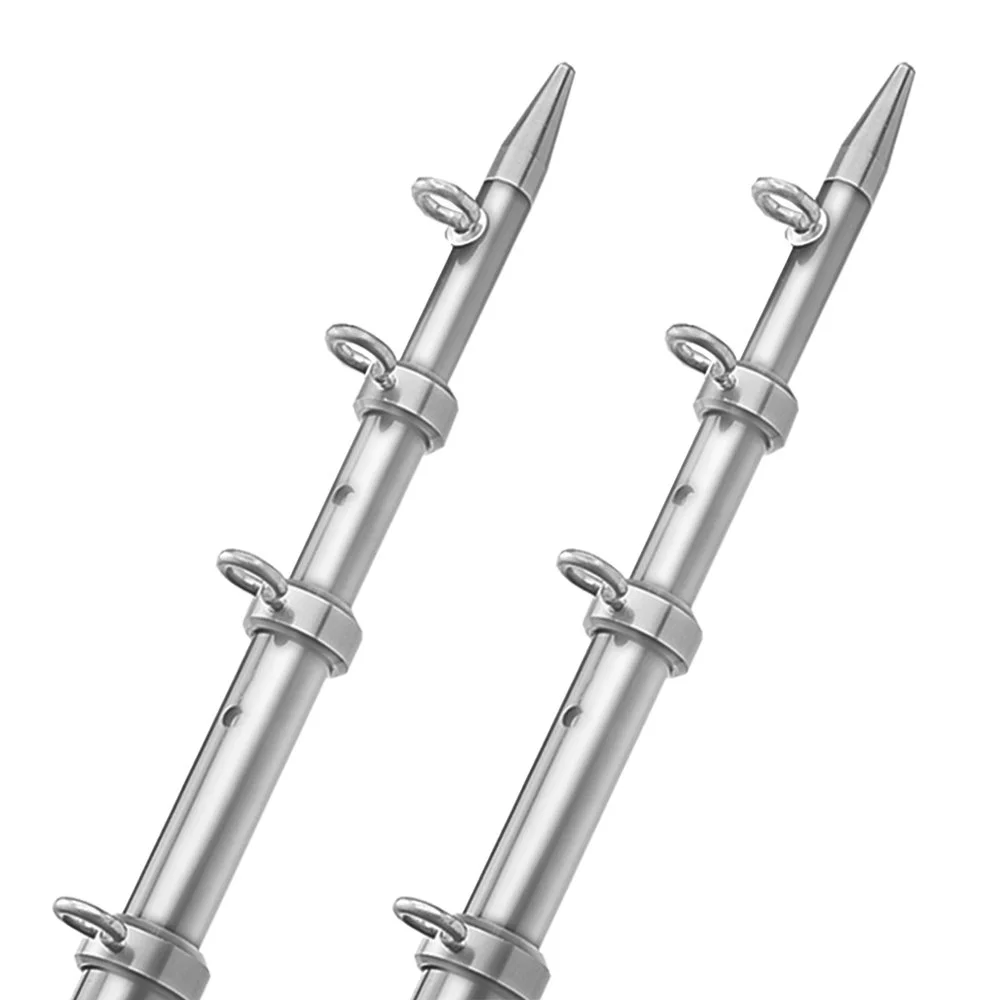 TACO Marine OT-0542VEL15-HD Aluminum Tele-Outrigger Pole - 1-1/2" x 15', Silver/Silver