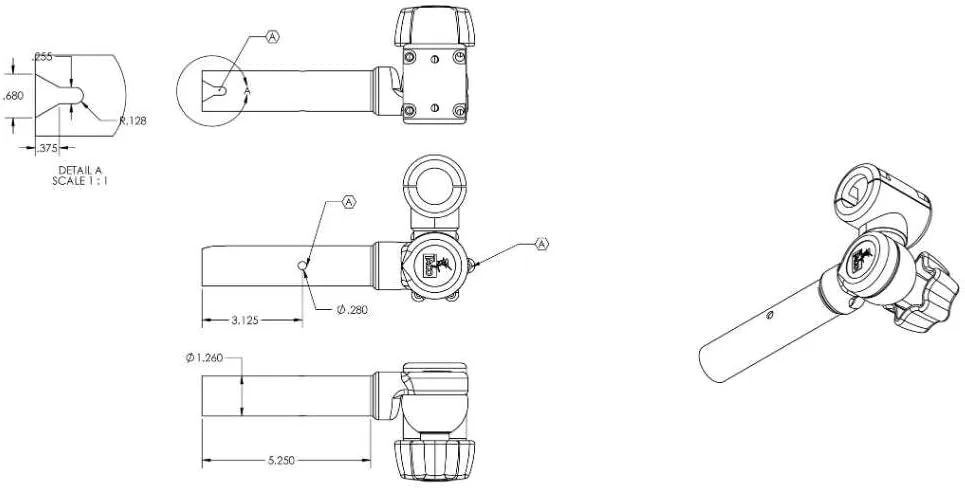 TACO Marine T10-3000-7 Adjustable Clamp-On Pipe Mount for ShadeFin