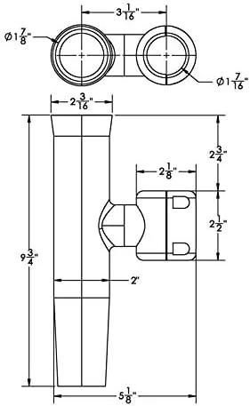 TACO Stainless Steel Clamp-On Adjustable Rod Holder - 1-1/16" & 1-5/16" O.D. (Pipe), 1-1/4" O.D. (Tube)