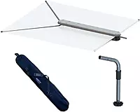 TACO Marine T10-3000-3 ShadeFin with White Fabric, Bag and Fixed Rod Holder Mount Kit - White