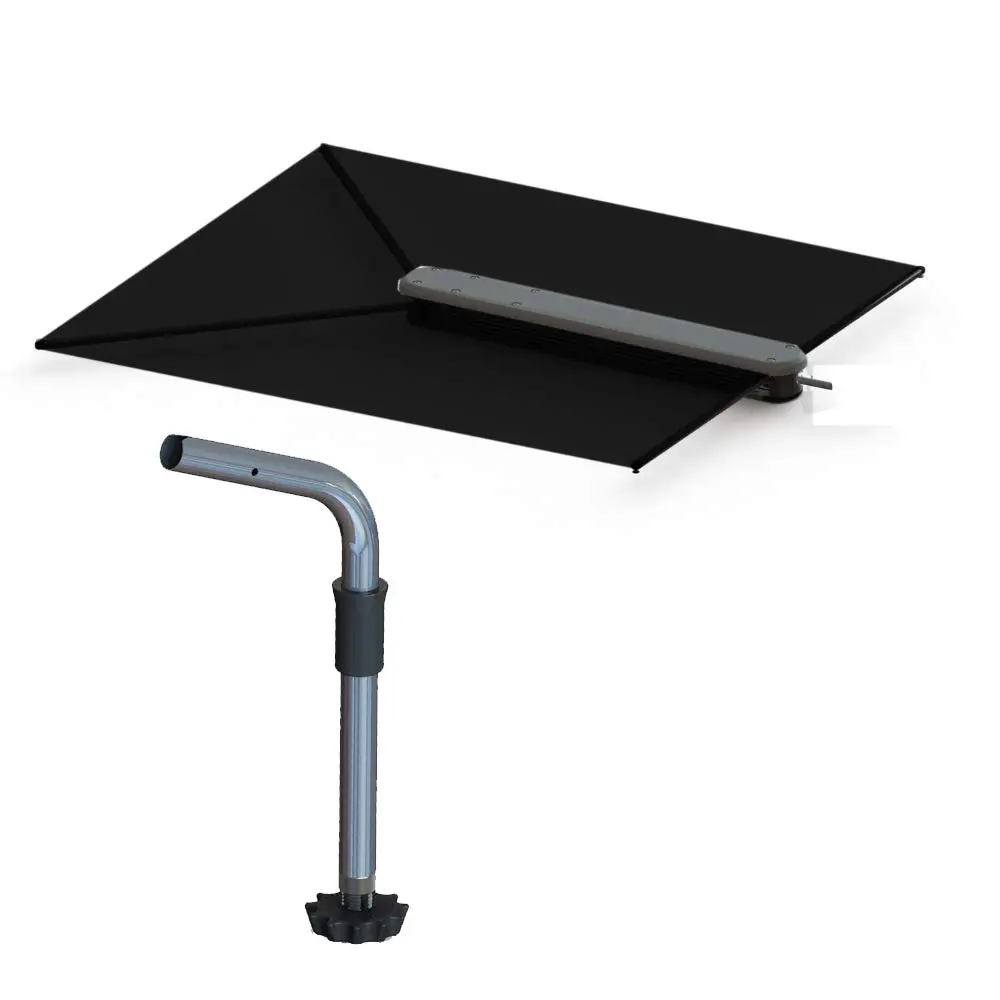 TACO Marine T10-3000-4 ShadeFin with White Fabric, Bag and Fixed Rod Holder Mount Kit - Black