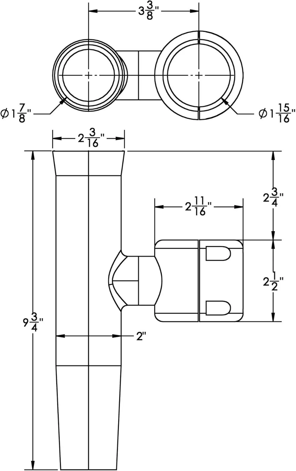 TACO Stainless Steel Clamp-On Adjustable Rod Holder - Fits 1-11/16" & 1-15/16" O.D. Pipe