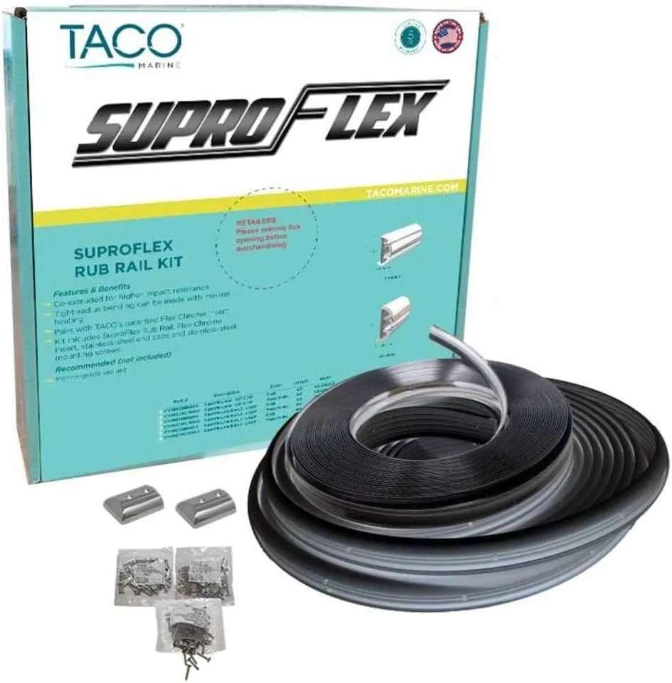 TACO Marine V11-9990BBK80-2 SuproFlex Rub Rail Kit - 80' x 2" x 29/32", Black