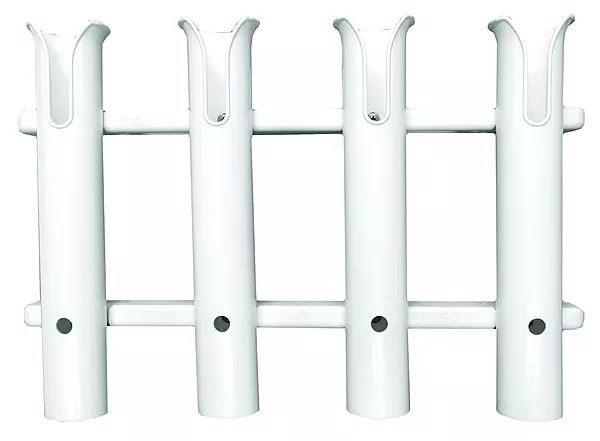 TACO Metals P03-064W Delux Rod Holder/Tackle Rack, 4-Rod, Polyethylene, White