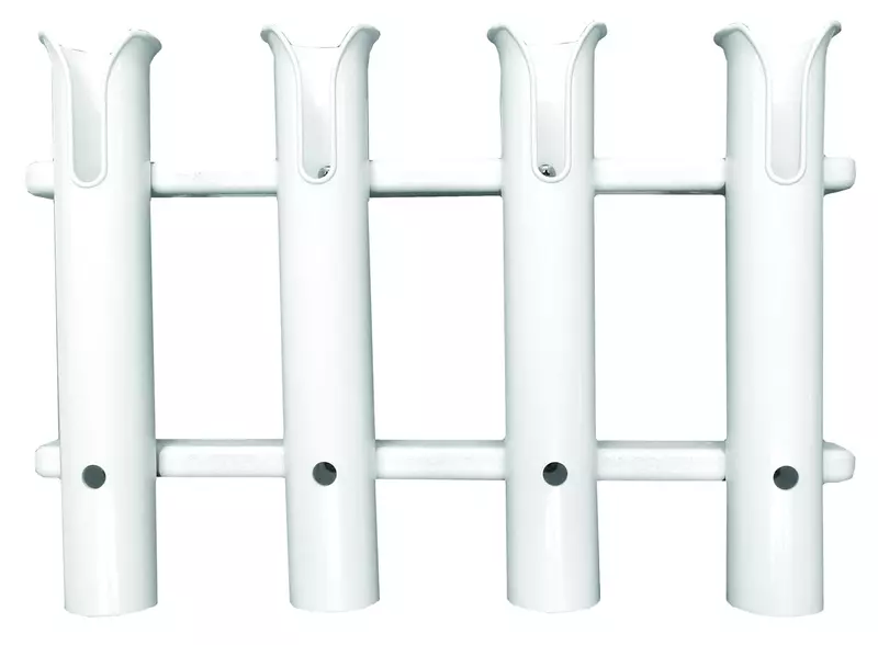 TACO Metals P03-064W Delux Rod Holder/Tackle Rack, 4-Rod, Polyethylene, White