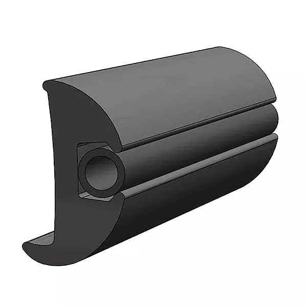 TACO Metals Flexible Vinyl, Black Rub Rail, 1-1/16"W x 1-7/8"H x 50'L