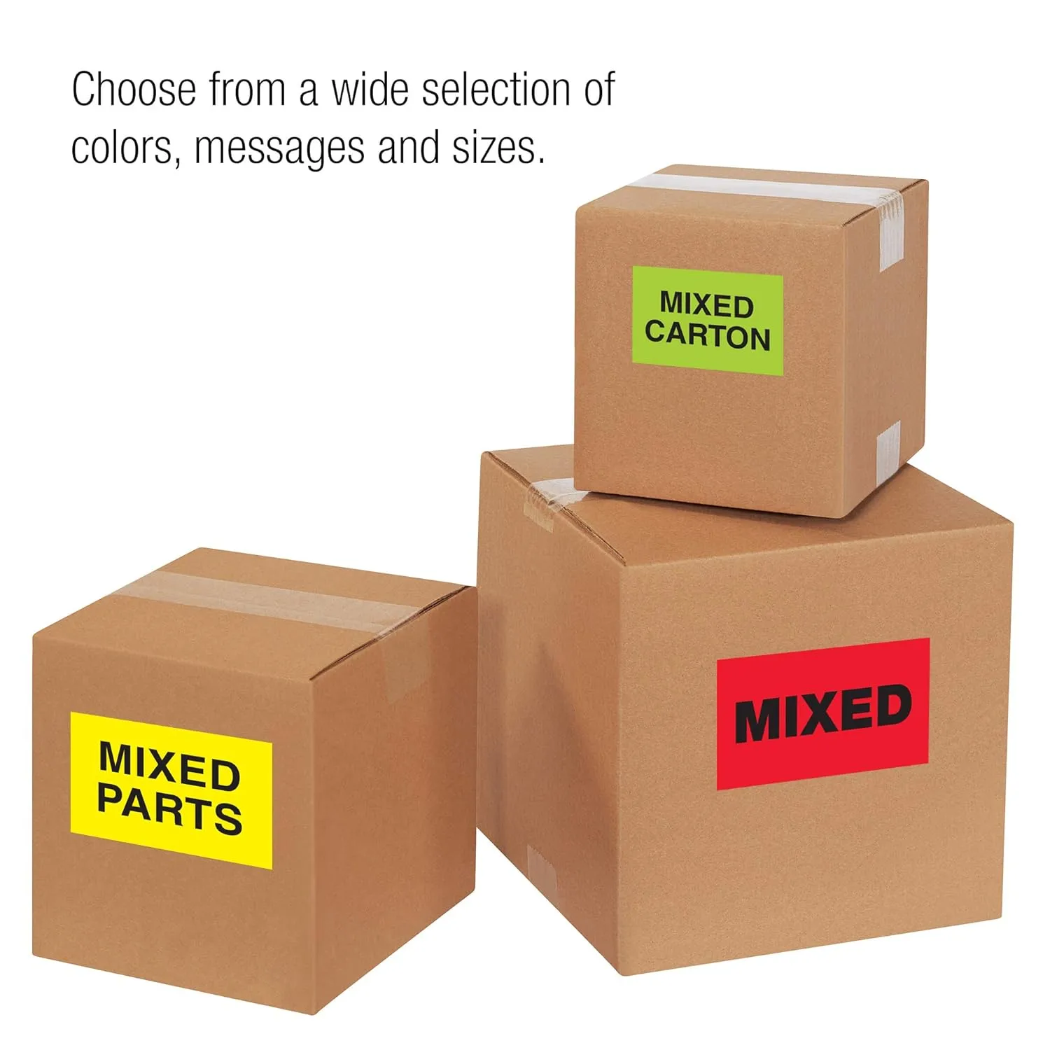 Aviditi Tape Logic 3" x 5" "Mixed Carton" Fluorescent Green Warning Sticker, 1 Roll of 500 Labels