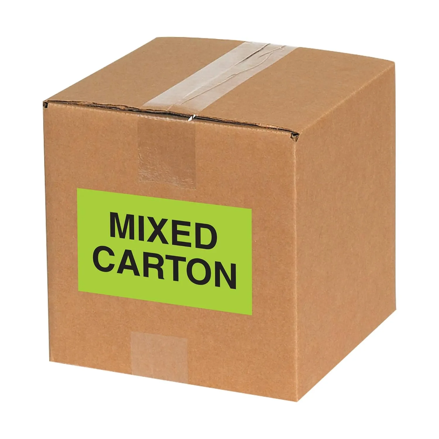 Aviditi Tape Logic 3" x 5" "Mixed Carton" Fluorescent Green Warning Sticker, 1 Roll of 500 Labels