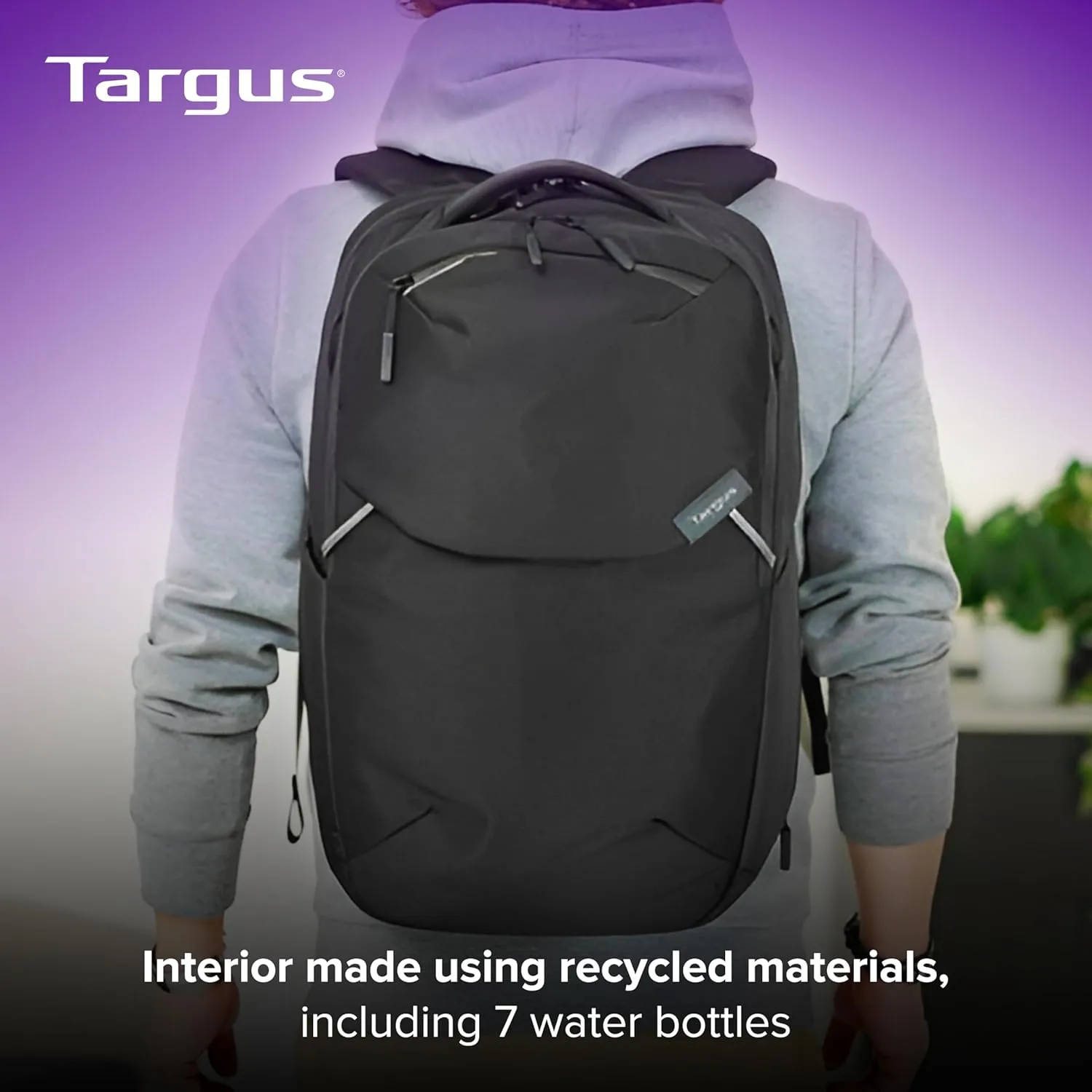 Targus 15-16” Work+ EcoSmart Backpack – Detachable Tech Organizer, Lockable Zippers, Recycled Materials, 23L Capacity, Water Bottle Pocket, Anti-Theft Design - TBB657GL