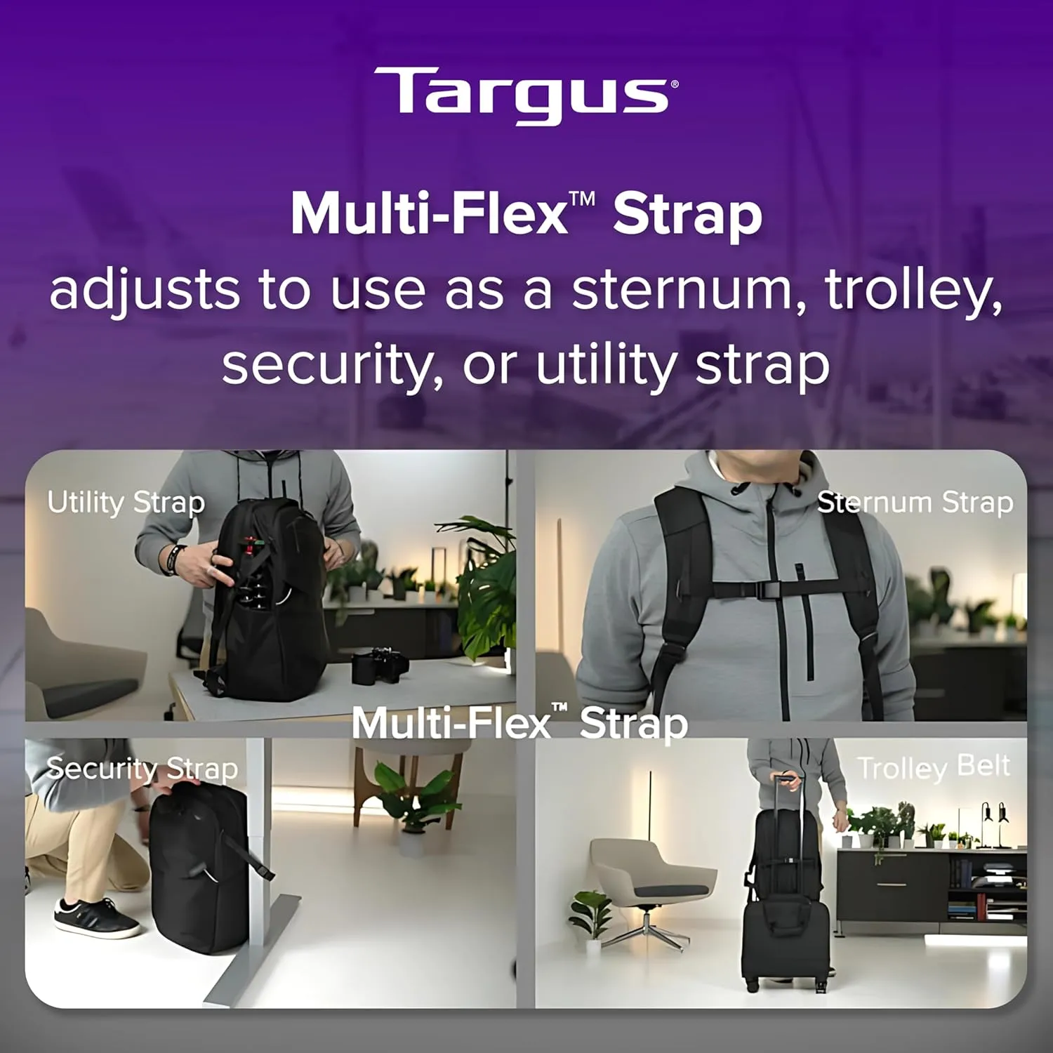 Targus 15-16” Work+ EcoSmart Backpack – Detachable Tech Organizer, Lockable Zippers, Recycled Materials, 23L Capacity, Water Bottle Pocket, Anti-Theft Design - TBB657GL