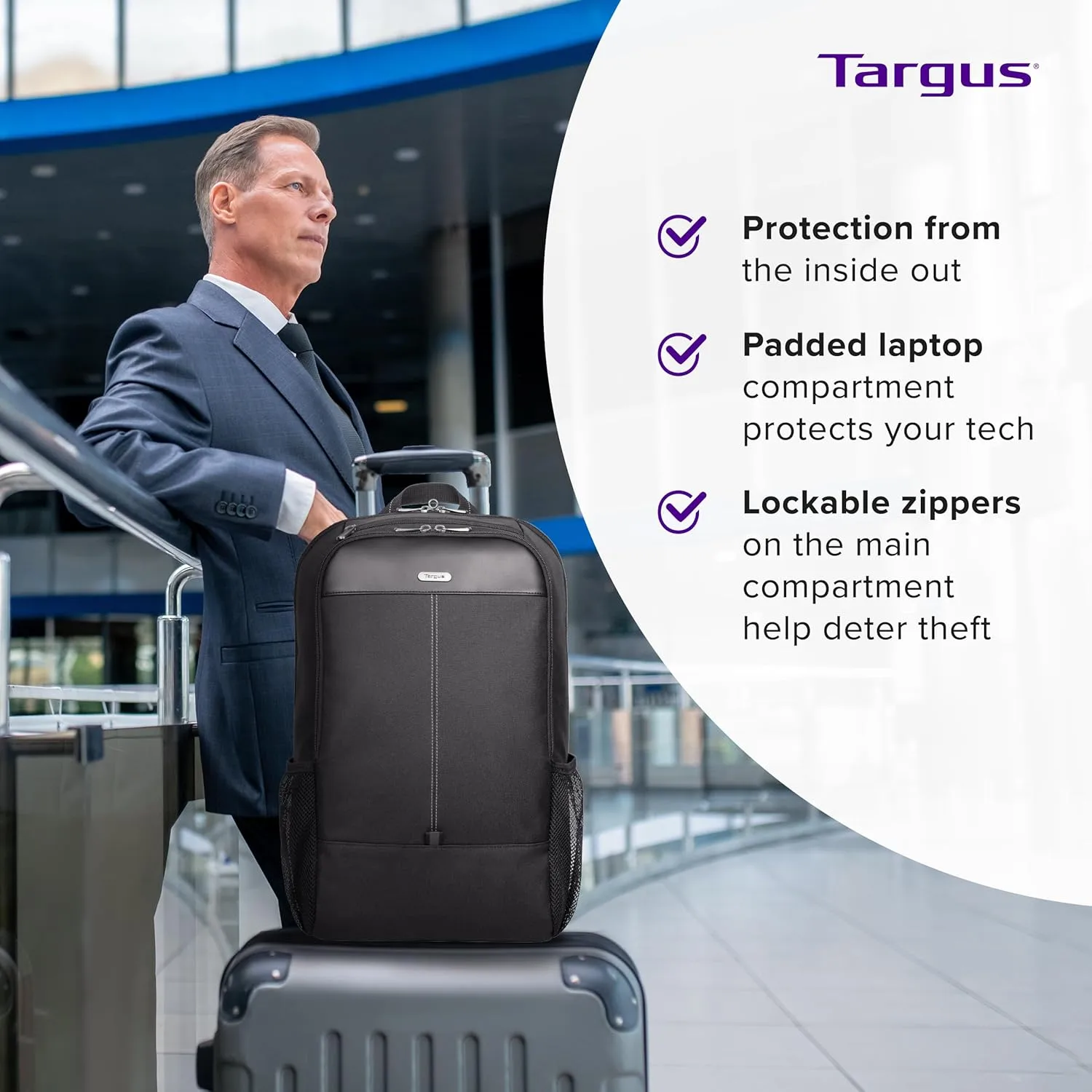 Targus 17 Inch Classic Laptop Backpack - Fits Most Laptops up to 17", Padded Travel Backpack for Business Commuters, College, and Travel (TBB944GL)