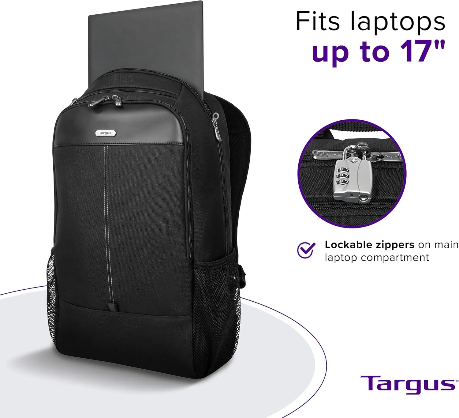 Targus 17 Inch Classic Laptop Backpack - Fits Most Laptops up to 17", Padded Travel Backpack for Business Commuters, College, and Travel (TBB944GL)