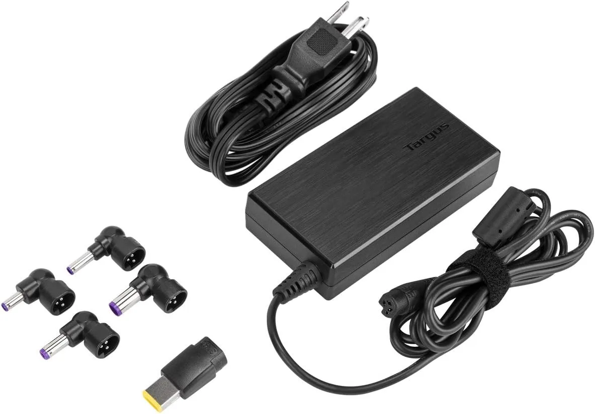 Targus 90W AC Semi-Slim Universal Laptop Charger with 6-Foot Cable, Includes 5 Power Tips Compatible with Major Brands: Acer