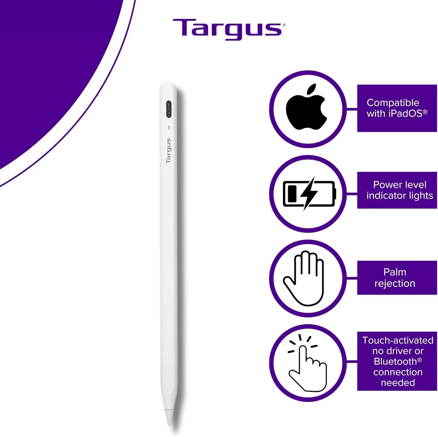 Targus Active Stylus for iPad, White (AMM174AMGL)
