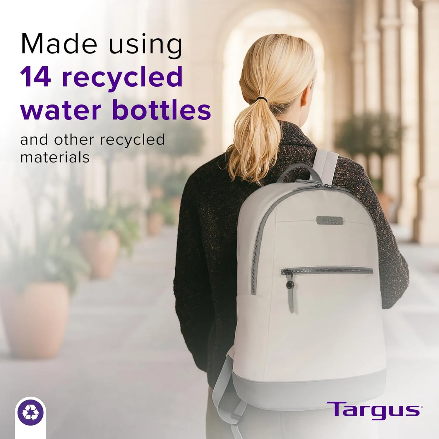 Targus Avila Backpack for 15–16” Laptops – Eco-Friendly Water-Resistant Backpack, French Oak (TBB65013GL)