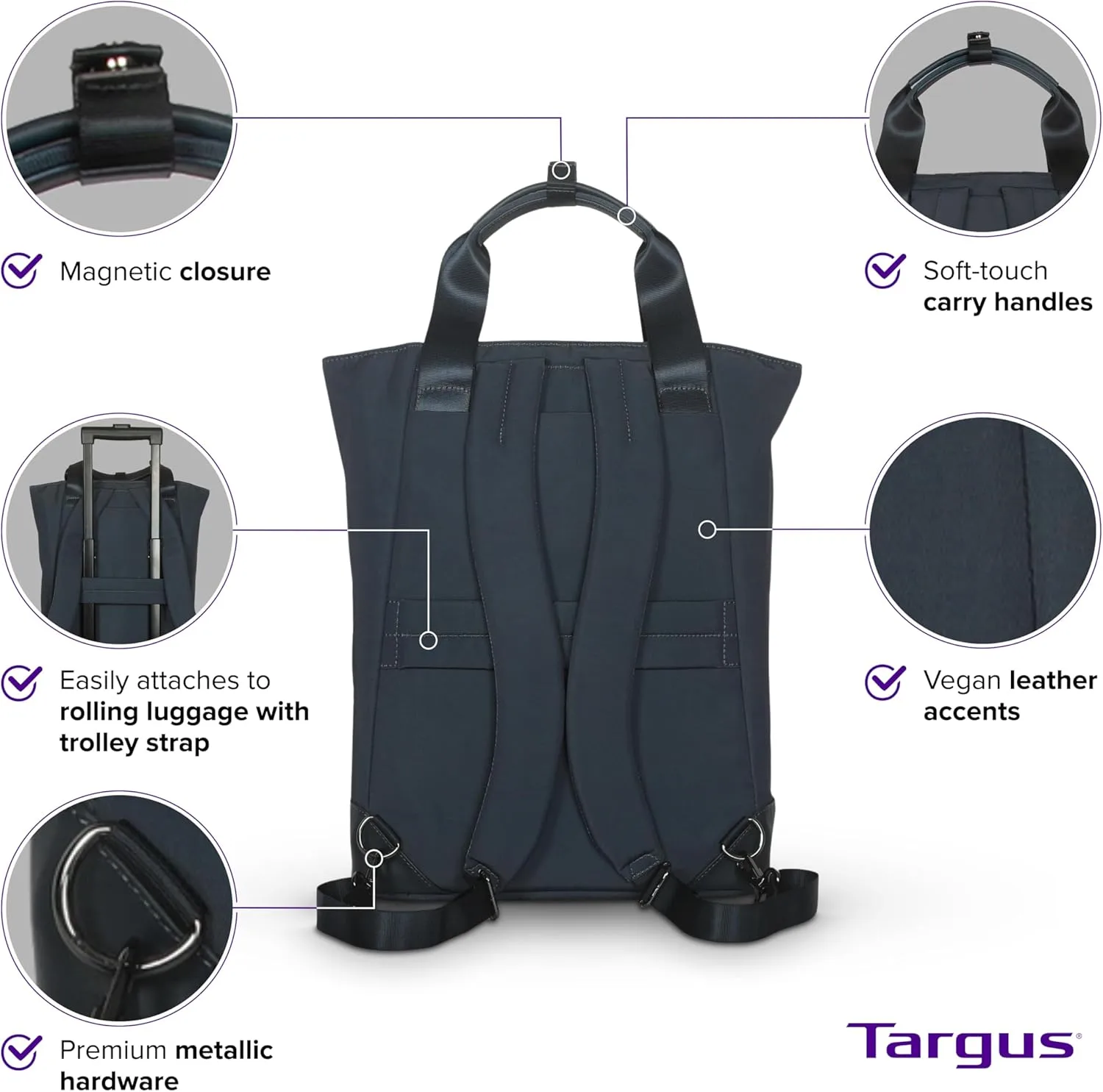 Targus Avila Convertible Tote/Backpack for 15–16” Laptops – Midnight