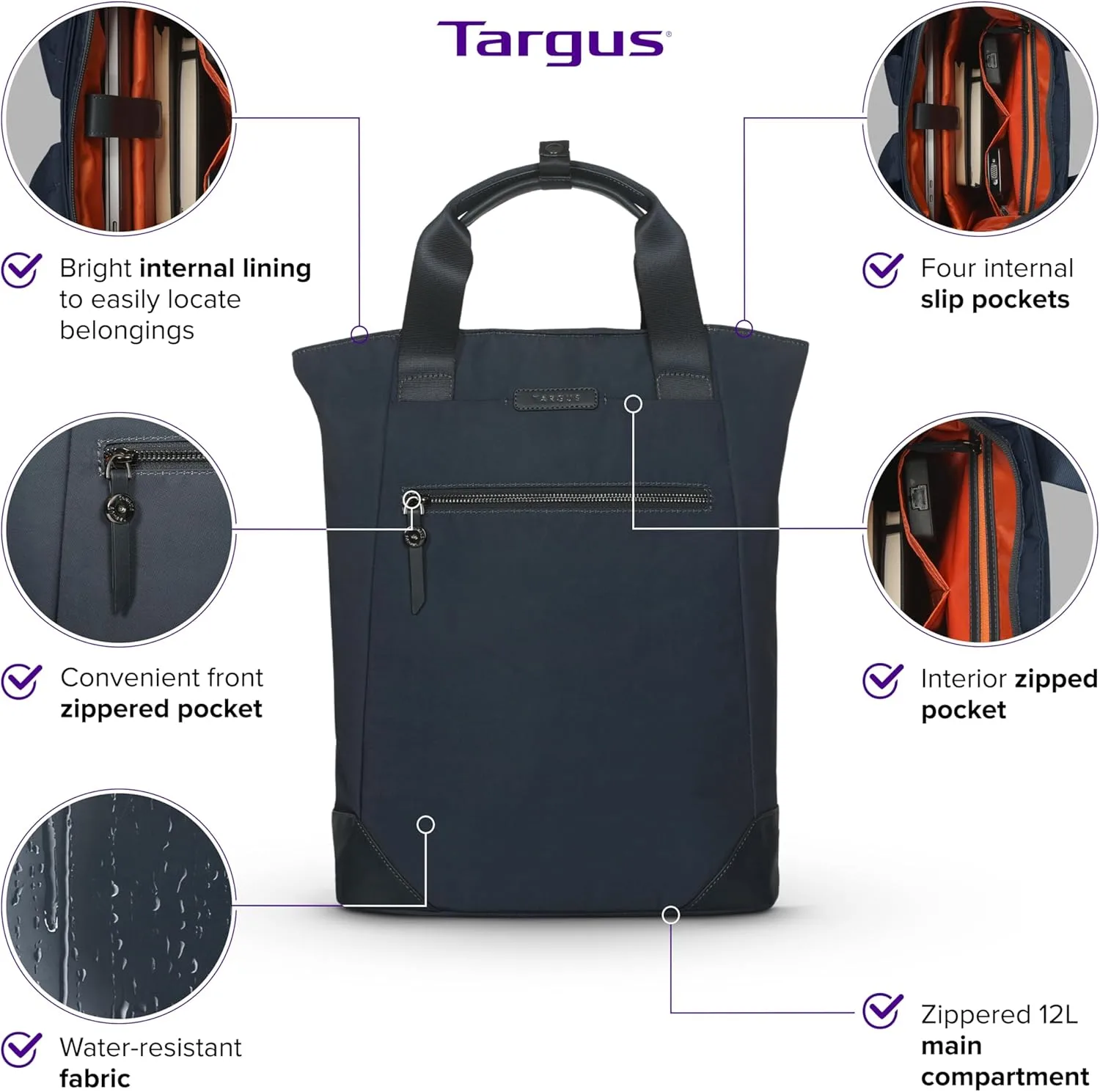 Targus Avila Convertible Tote/Backpack for 15–16” Laptops – Midnight