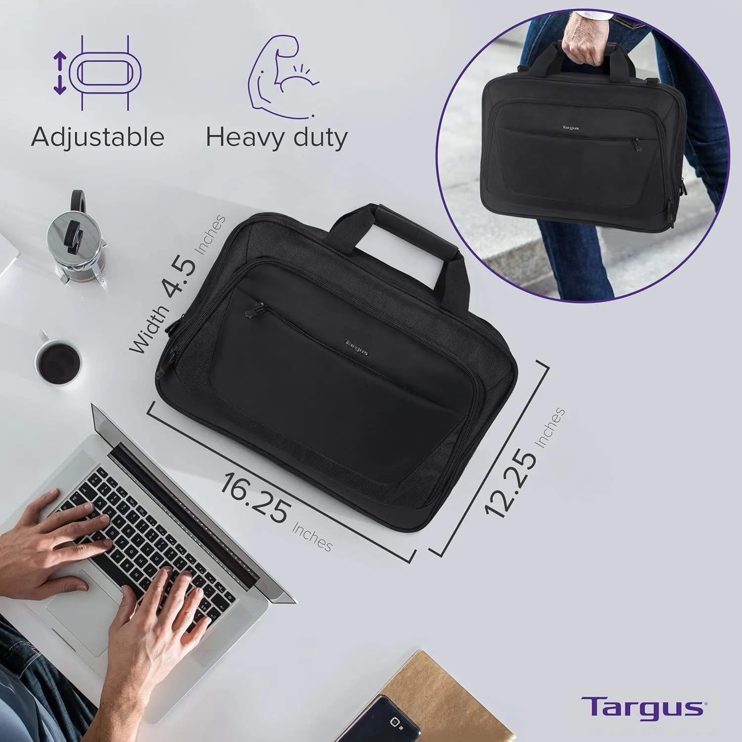 Targus CityLite Laptop Briefcase Shoulder Messenger Bag for 15.6-Inch Laptop, Black (TBT053US) 15.6 inch