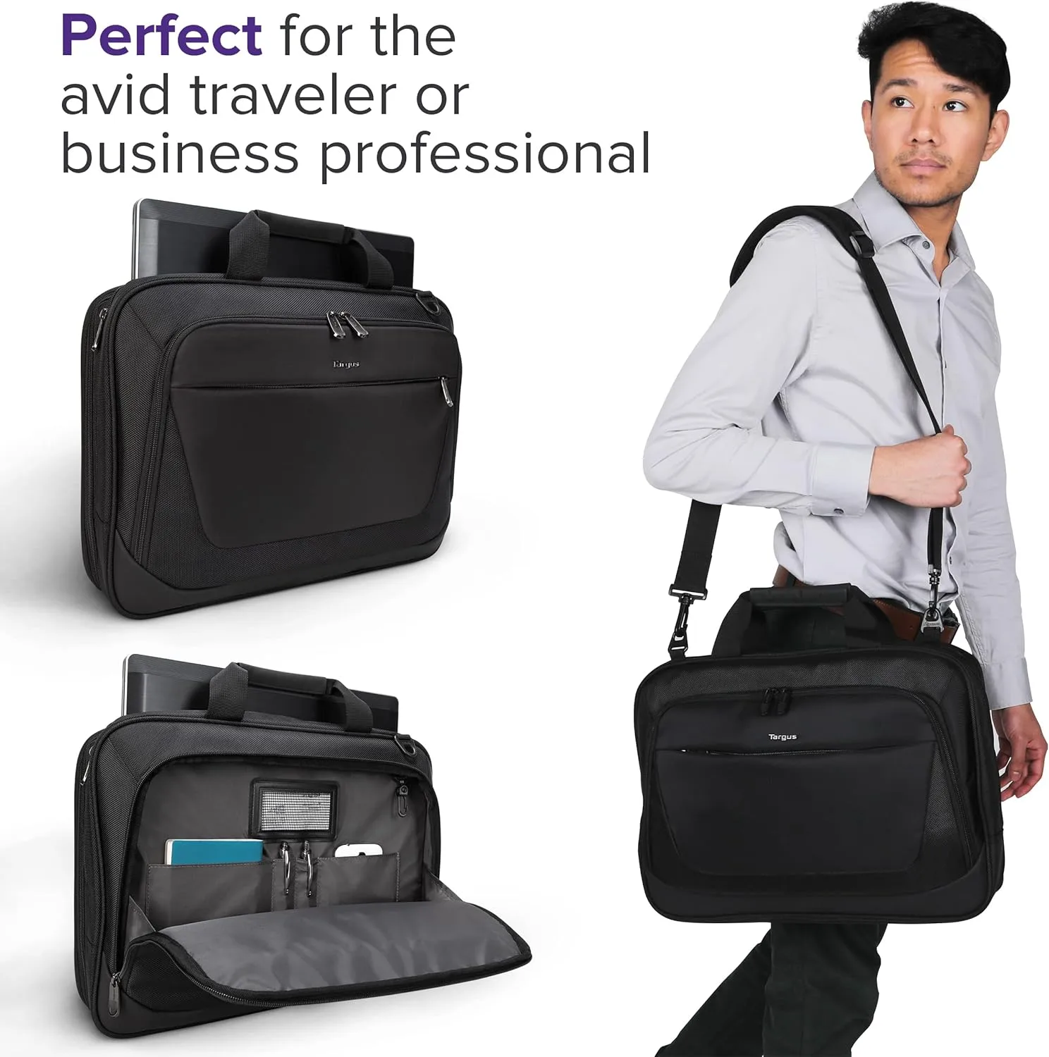 Targus CityLite Laptop Briefcase Shoulder Messenger Bag for 15.6-Inch Laptop, Black (TBT053US) 15.6 inch