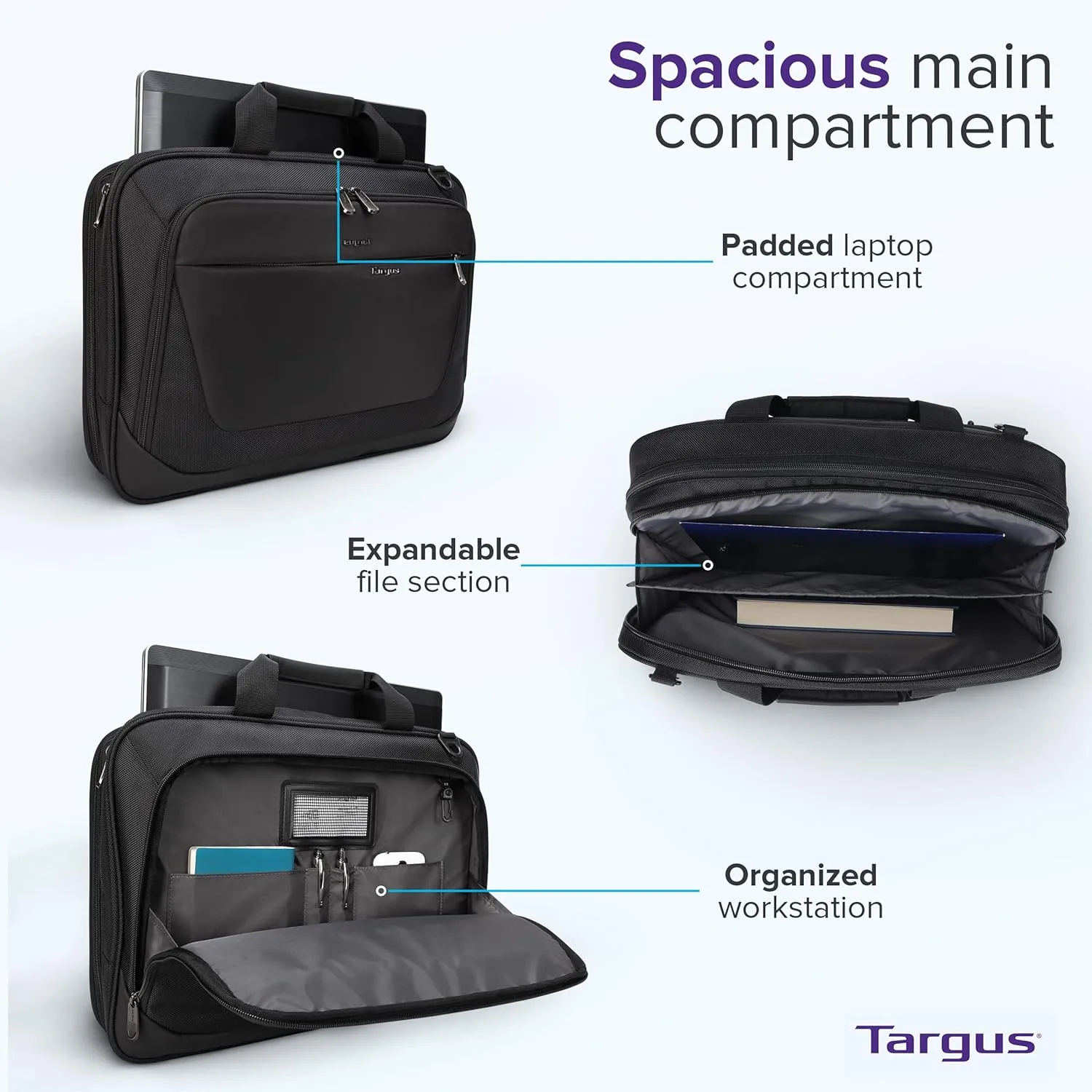 Targus CityLite Laptop Briefcase Shoulder Messenger Bag for 15.6-Inch Laptop, Black (TBT053US) 15.6 inch