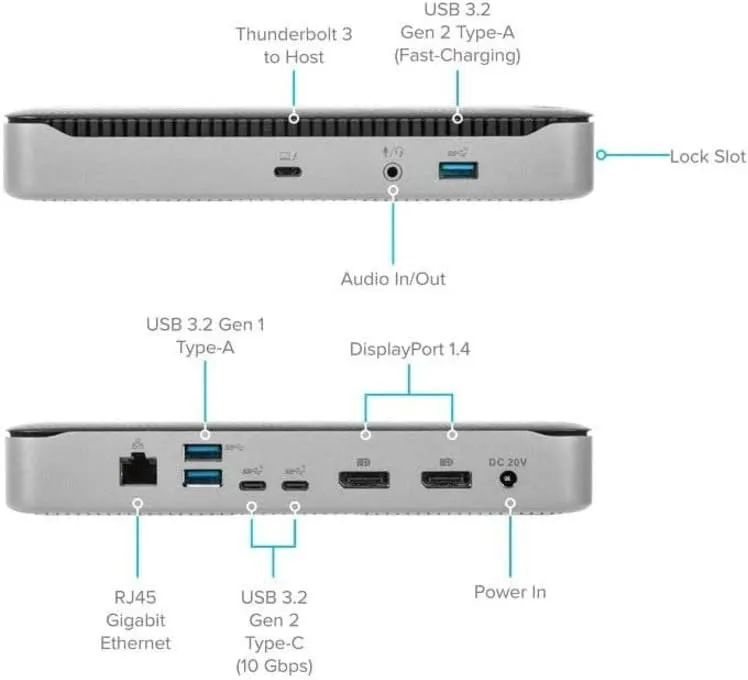 Targus Thunderbolt 3 DV4K Docking Station with 85W Power Delivery, (DOCK215USZ)