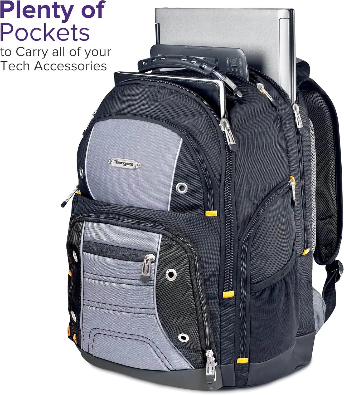 Targus Drifter II Laptop Backpack, Black/Gray – Backpack for Men for Business and Travel, Durable Water-Resistant Material