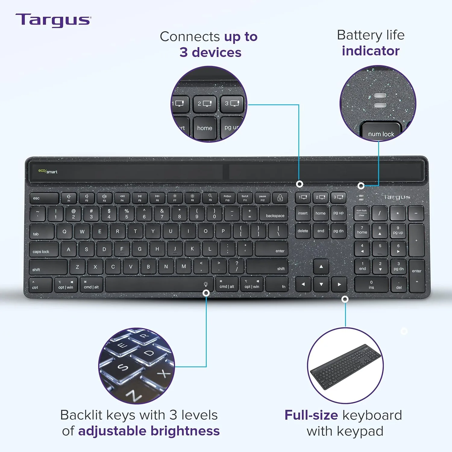 Targus Full-Size Sustainable EcoSmart Bluetooth Keyboard