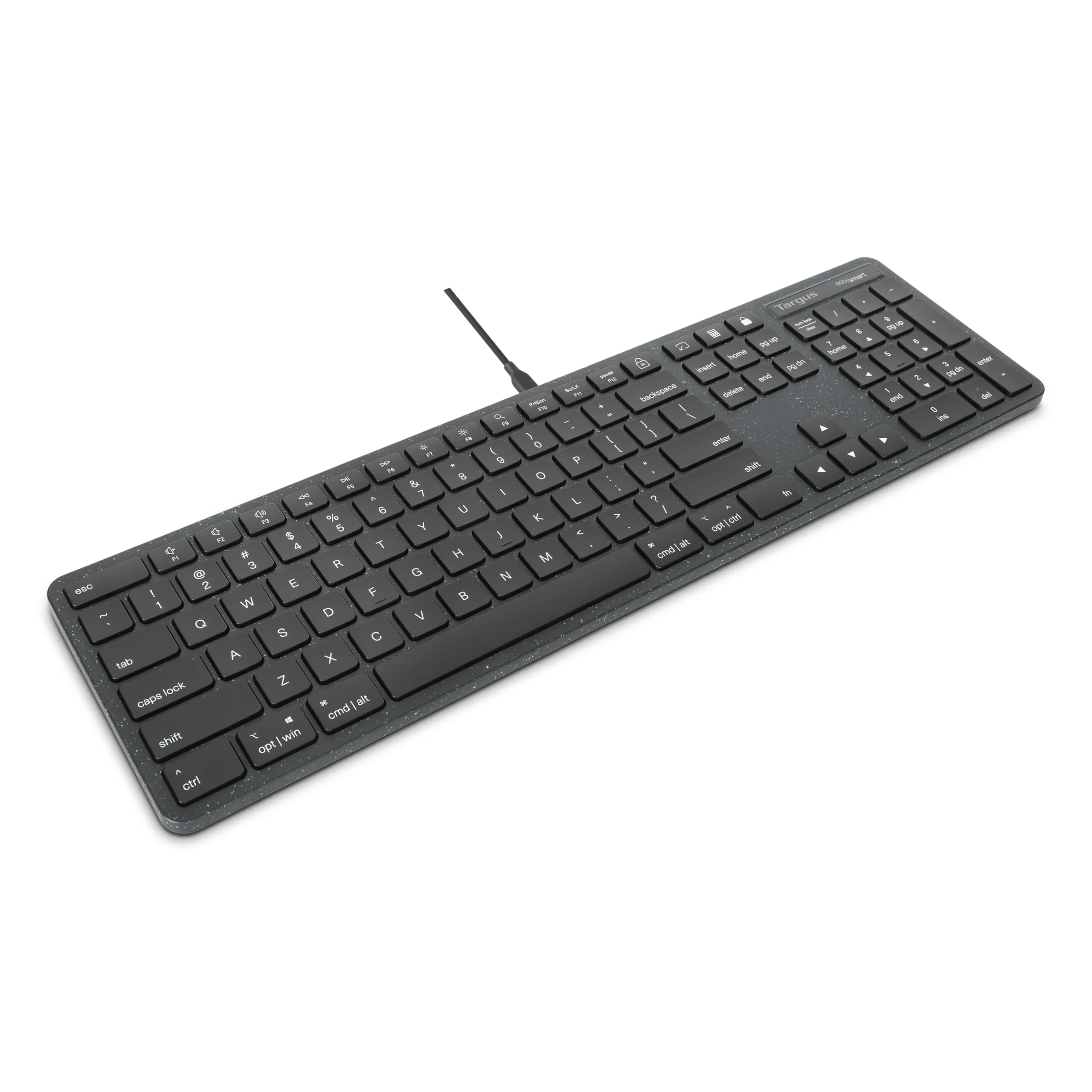 Targus - Full-Size Wired EcoSmart Keyboard 104 Key Keypad – Quiet Clicks – Instant Connectivity with Universal Compatibility (AKB874US)