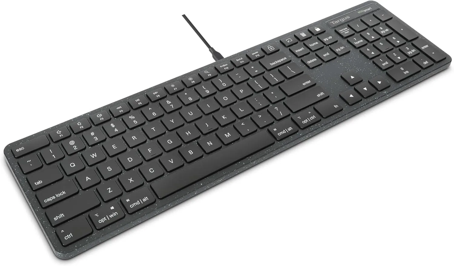 Targus - Full-Size Wired EcoSmart Keyboard 104 Key Keypad – Quiet Clicks – Instant Connectivity with Universal Compatibility (AKB874US)