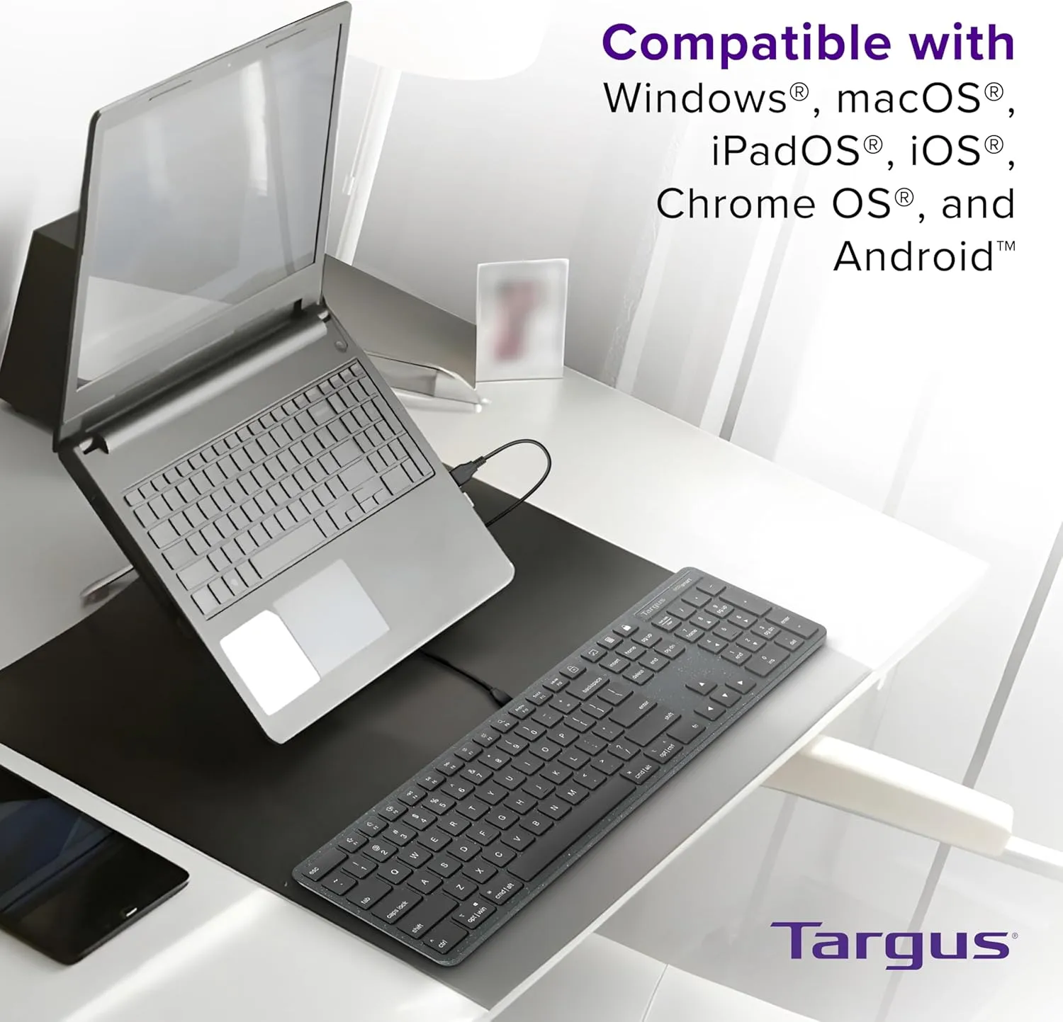 Targus - Full-Size Wired EcoSmart Keyboard 104 Key Keypad – Quiet Clicks – Instant Connectivity with Universal Compatibility (AKB874US)