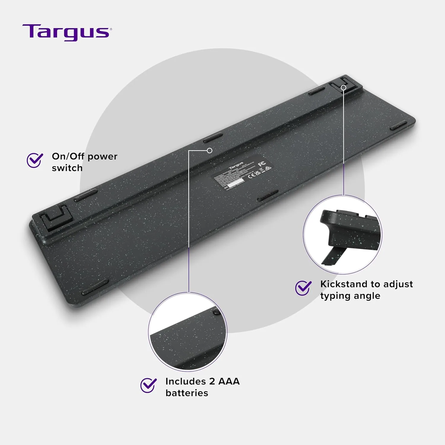 Targus Full-Size Wireless EcoSmart Keyboard 104 Key Keypad – Quiet Clicks – Instant Connectivity (AKB873US)
