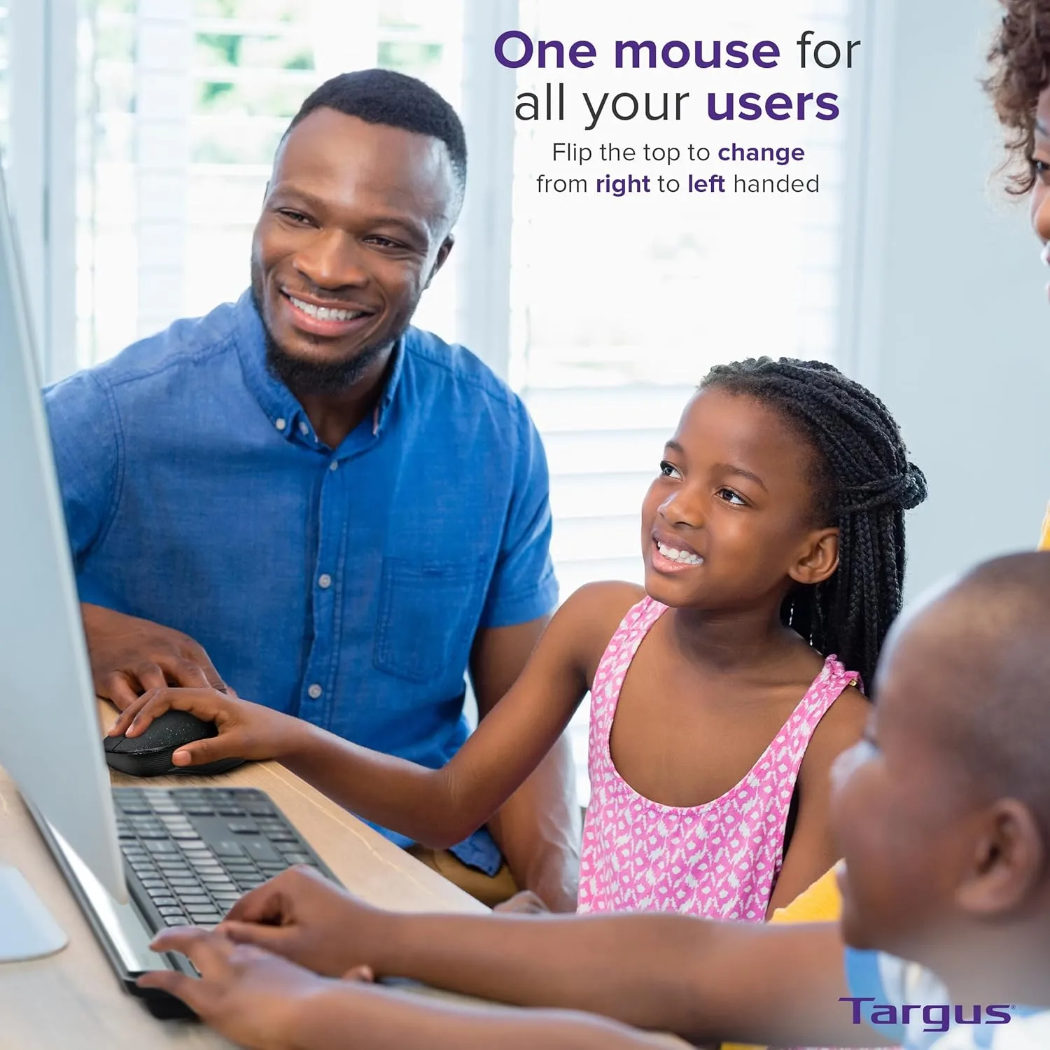 Targus ErgoFlip EcoSmart Sustainable Ambidextrous Full-Size Mouse - Gaming-Level Mouse Compatible with Chrome OS, Windows