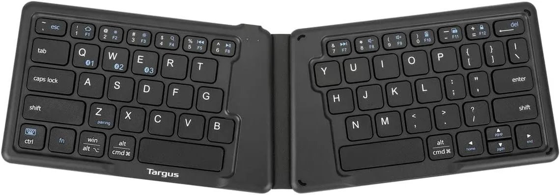 Targus Ergonomic Foldable Bluetooth Antimicrobial Keyboard, Compact, Black (AKF003US)