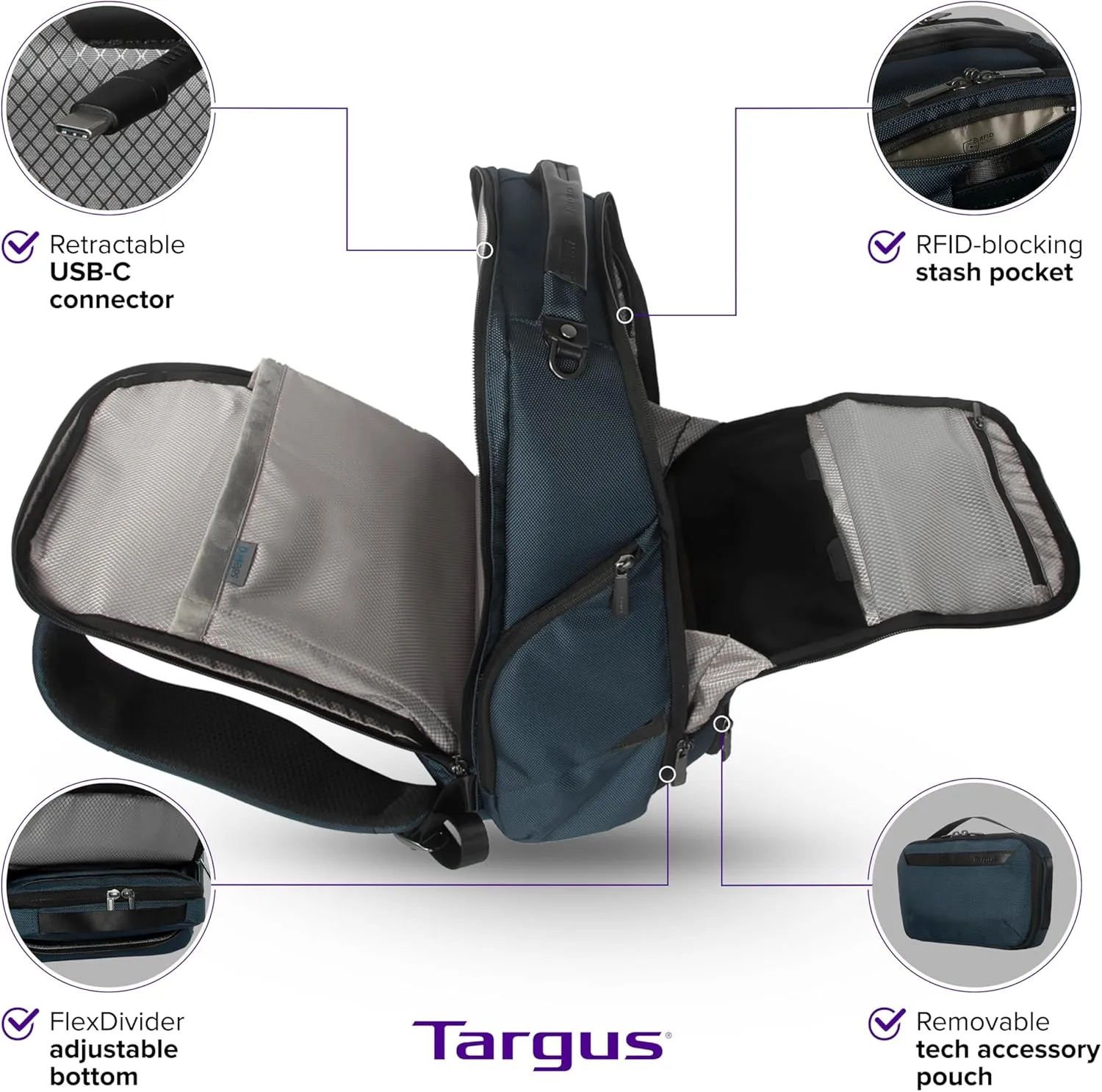 TARGUS HeritageLuxe Laptop Backpack with SafeSling Protection