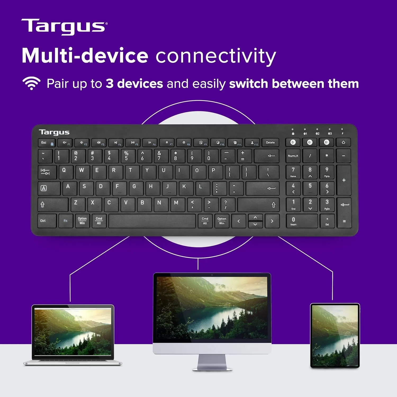 Targus Midsize Multi-Device Bluetooth Keyboard - Compatible with Chrome OS, Windows, macOS, iOS, and Android (AKB863US)