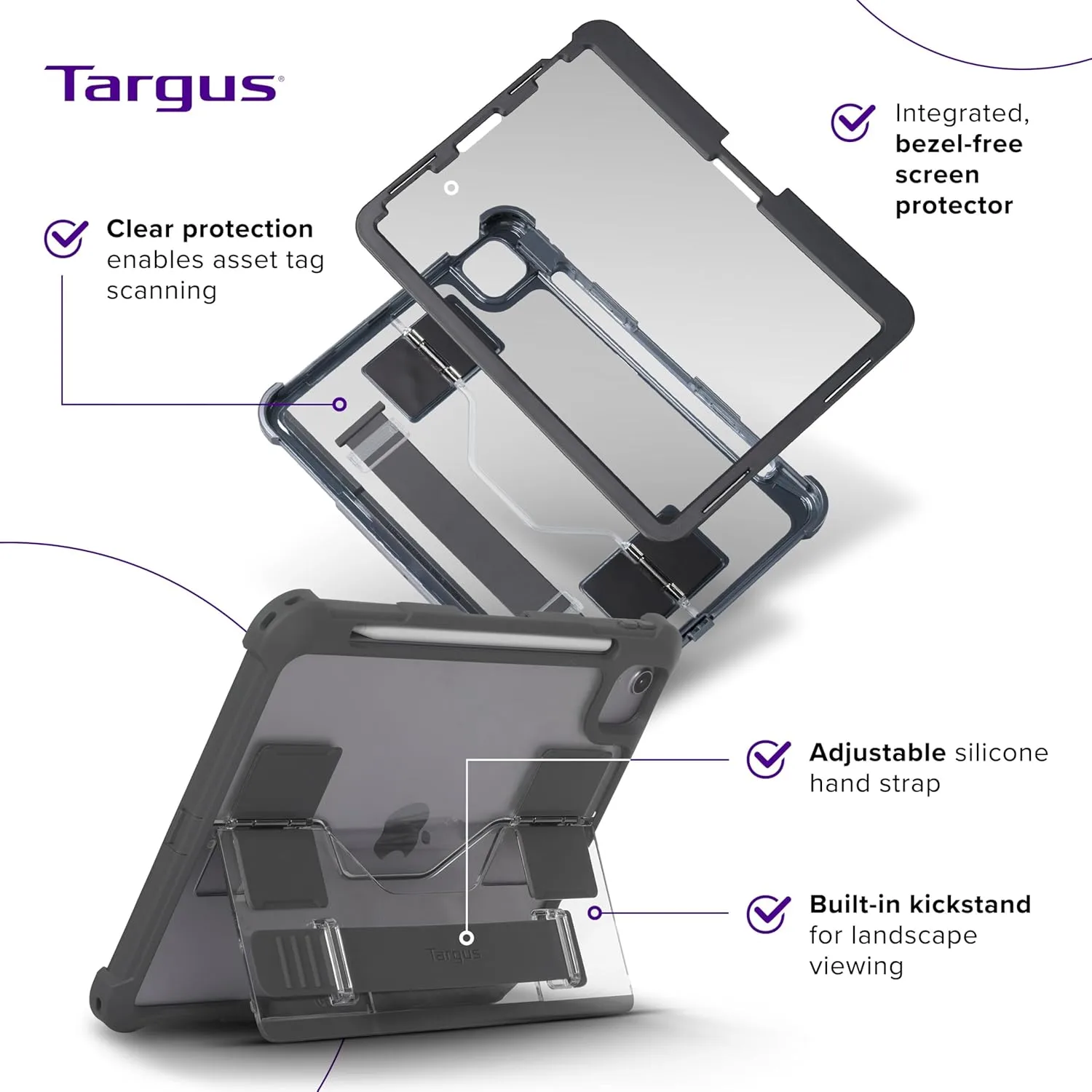 Targus SafePort Rugged Max Case for iPad Pro 11-inch (M4) – MIL-STD Drop Tested, Screen Protector, Kickstand, Hand Strap, Stylus Holder, Dust & Fluid Resistant - THD966GL