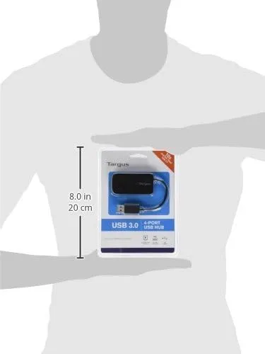 Targus 4-Port USB 3.0 SuperSpeed Hub, 2.75inH x 0.5inW x 0.5inD