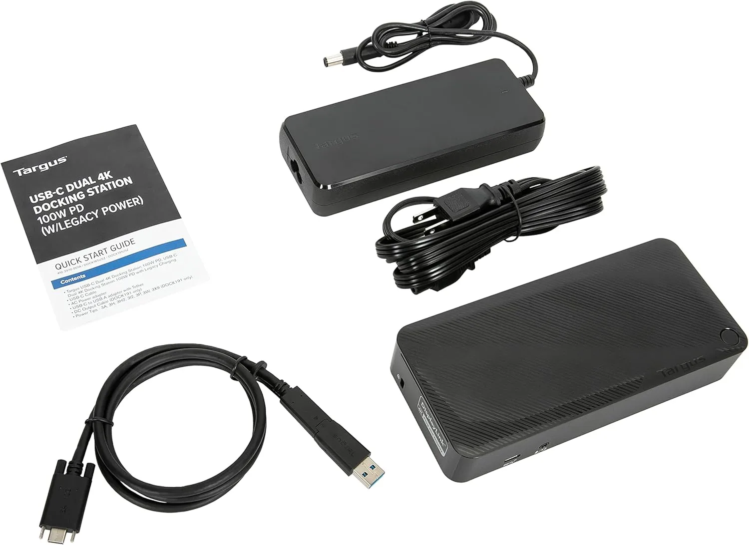 Targus USB C Docking Station Universal DV4K, USB C Laptop Docking Station Dual Monitor 2 HDMI, with Legacy Host Power Kit
