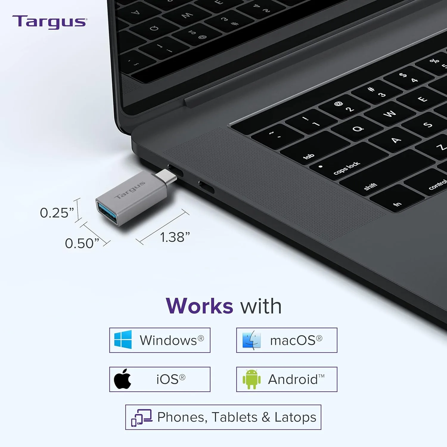Targus USB-C to USB-A Adapter 2-Pack - Fast Data Transfer, Compact Design - USB C to USB Adapter & USB to USB C Adapter