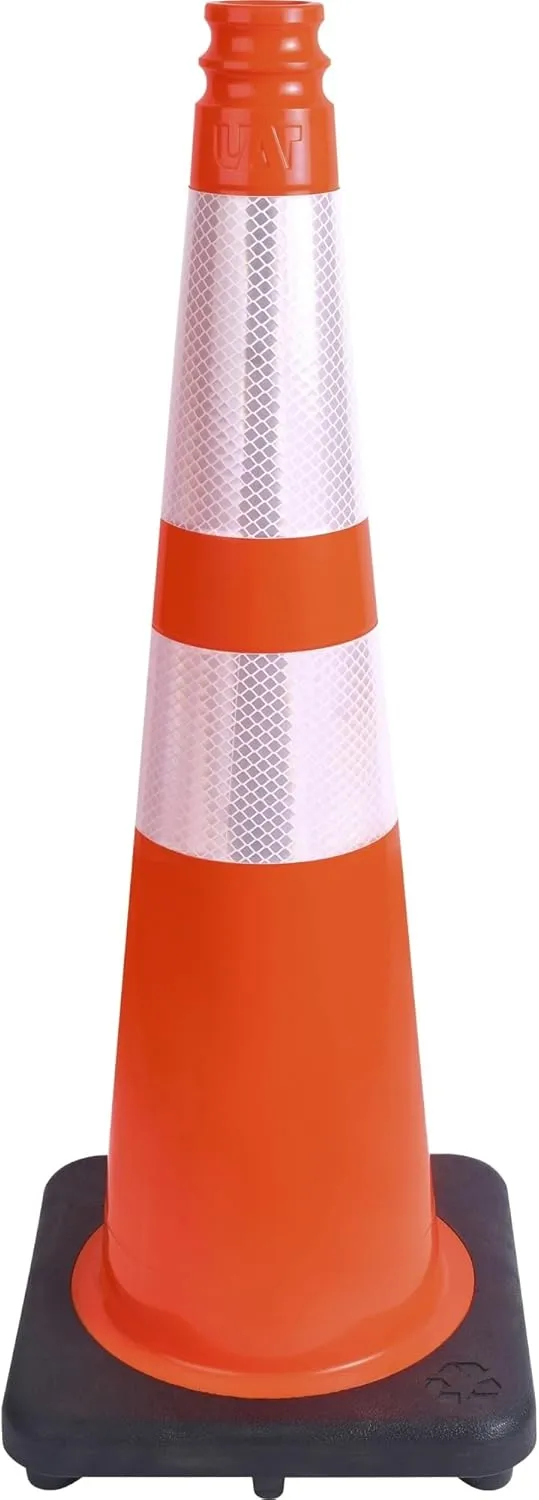 Tatco TCO35500 10.8 x 28 in. Slimline Traffic Cone - Orange/Silver/Black
