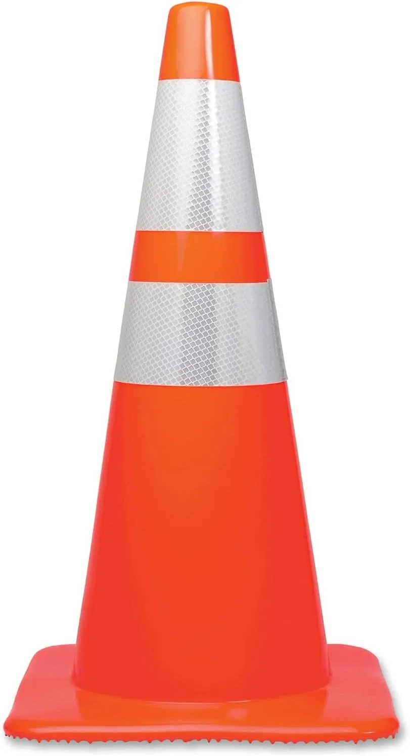 Tatco 28" Traffic Cone - 28" Height, Stackable, Sturdy, Orange/Silver