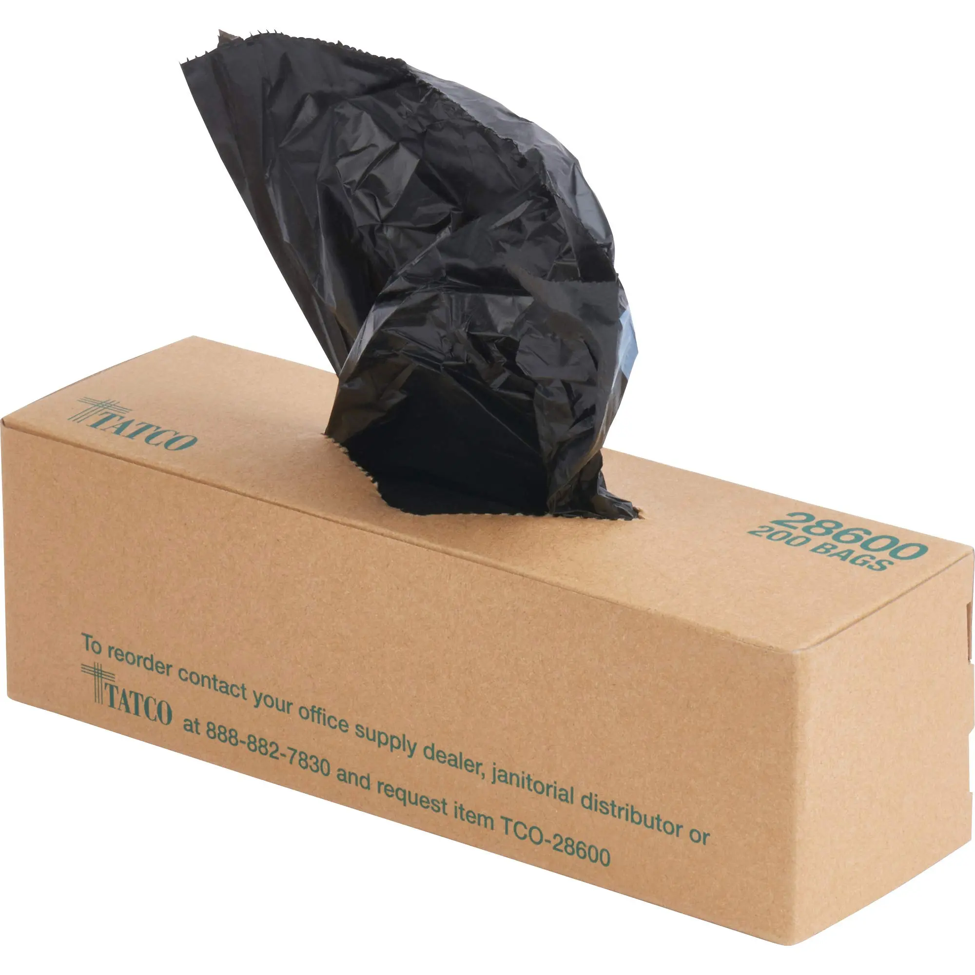 Tatco Dog Waste Station Refill Bags - Black, 8" x 13", 200 Bags/Roll (10 Rolls/Carton)