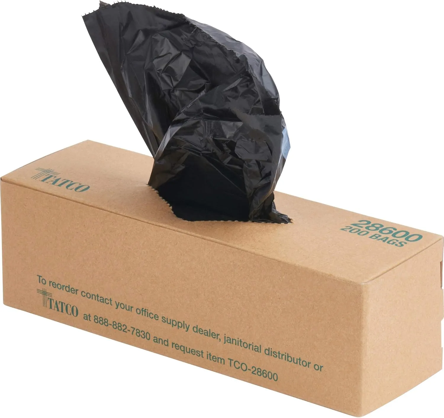 Tatco Dog Waste Station Refill Bags - Black, 8" x 13", 200 Bags/Roll (10 Rolls/Carton)