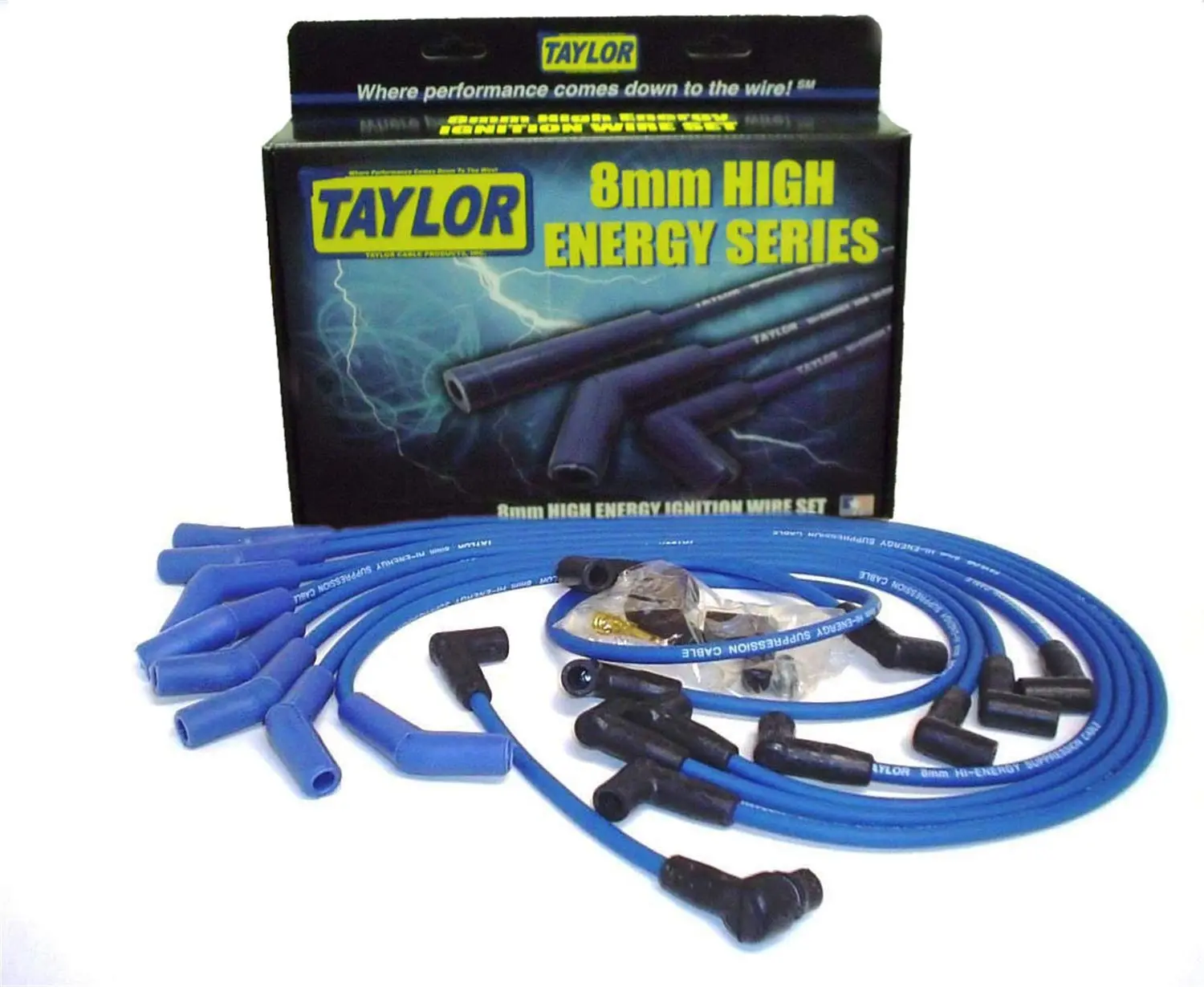 Taylor Cable 64658 High Energy 8-Cylinder Spark Plug Wire Set - Blue
