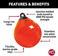 Taylor Made Tuff End Buoy, Orange (21") – Flexible, Strong, Marine-Grade Vinyl Buoy for 25-40 Foot Boats – Easy-to-use